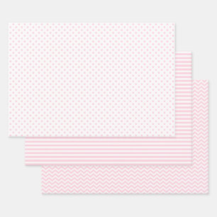 Feuille De Papier Cadeau Chevron Pois de Pink et White Stripes