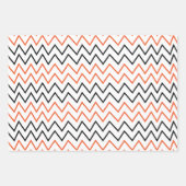 Feuille De Papier Cadeau Chevron Zigzag Orange Noir (Devant)
