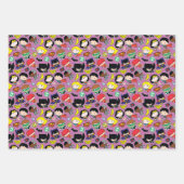 Feuille De Papier Cadeau Chibi Justice League Pattern on Purple (Devant)