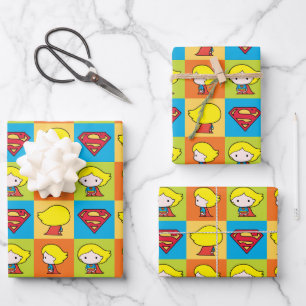 Feuille De Papier Cadeau Chibi Supergirl retournement de caractère