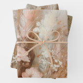 Feuille De Papier Cadeau Chic Beige Rose Bohème Floral (En situation)