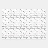 Feuille De Papier Cadeau Chic Black and White Bonjour (Devant 3)