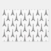 Feuille De Papier Cadeau Chic Black and White Bonjour (Devant)