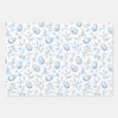 Feuille De Papier Cadeau Chic Blue Flowers Easter Eggs (Devant 2)