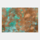 Feuille De Papier Cadeau Chic Boho en cuivre Turquoise (Devant 2)