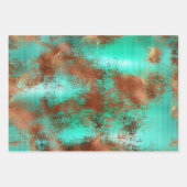 Feuille De Papier Cadeau Chic Boho en cuivre Turquoise (Devant)