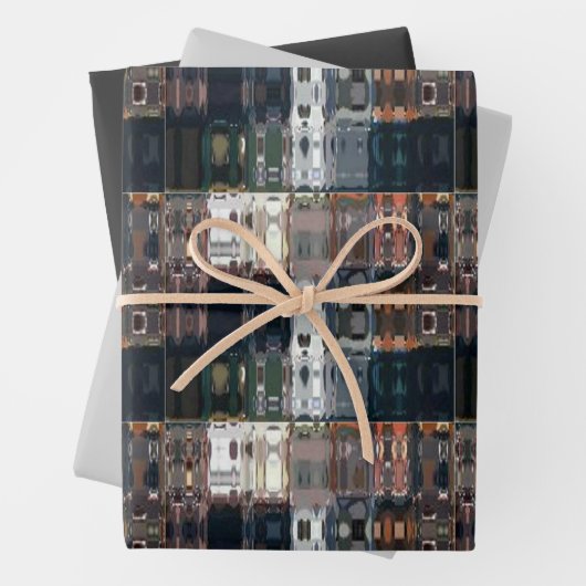 Feuille De Papier Cadeau Chic Faux Mosaic Gray Terracotta Design (En situation)