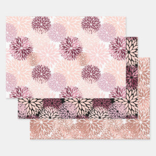 Feuille De Papier Cadeau Chic Floral Rose Élégant