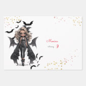 Feuille De Papier Cadeau Chic glam gothique effrayant fille fête d'annivers (Devant)