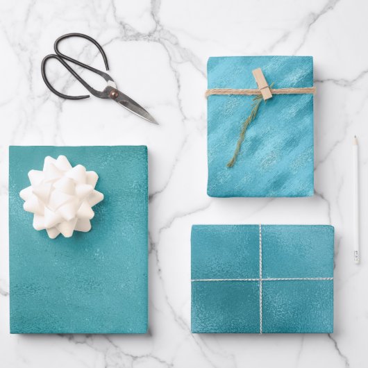 Feuille De Papier Cadeau Chic Glam Turquoise Aqua Blue (Recto)