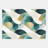 Feuille De Papier Cadeau Chic Gold Green White Abstrait (Devant)