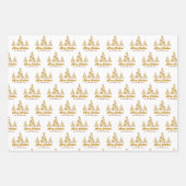 Feuille De Papier Cadeau Chic Gold Snowflakes Merry Christmas Tree Custom (Devant 3)