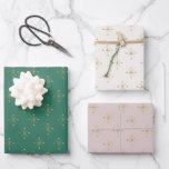 Feuille De Papier Cadeau Chic Green Taupe Ivory | Gold Snow star Christmas<br><div class="desc">Trois étoiles de Noël. Ces feuilles-cadeaux en papier d'emballage vert,  ivoire et bleu taupe font les compagnons parfaits. Imitation des étoiles de neige dorées créent un ton chic et festif. Mélangez-les avec des autocollants-cadeaux et des étiquettes de la Collection Merry & Bright.</div>