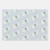 Feuille De Papier Cadeau Chic Grey Fleurs Libellules Shower de Mariée (Devant 3)