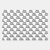 Feuille De Papier Cadeau Chic moderne Noir Blanc Joyeux Noël Citation Cadea (Devant)