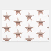 Feuille De Papier Cadeau Chic Noël métal rose or étoile blanche (Devant 2)