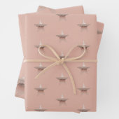 Feuille De Papier Cadeau Chic Noël métal rose or étoile châtaigne (En situation)