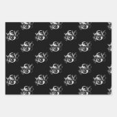 Feuille De Papier Cadeau Chic noir et blanc dévêtu Monogramme de script (Devant 2)