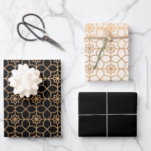 Feuille De Papier Cadeau Chic or géométrique arabe islamique