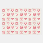 Feuille De Papier Cadeau Chic Red Cream Love Hearts Mariage (Devant)