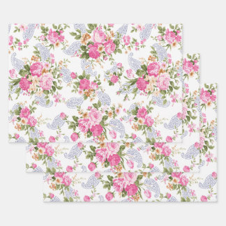 Feuille De Papier Cadeau Chic Romantic Rose Roses Botanique Floral