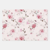 Feuille De Papier Cadeau Chic Romantique Roses Fleurs Roses (Devant)