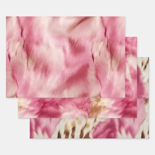 Feuille De Papier Cadeau Chic Rose Cowgirl Cowhide (Lot)
