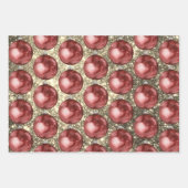 Feuille De Papier Cadeau Chic Rouge boules de Noël or Parties scintillant é (Devant)