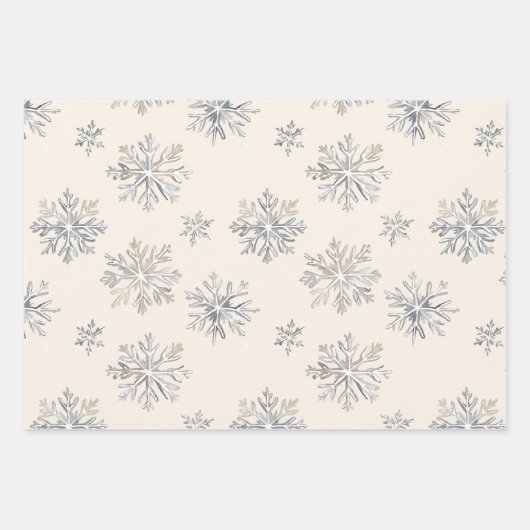 Feuille De Papier Cadeau Chic Rustique Crème de Noël Deer Snowflakes (Devant 2)