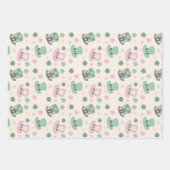 Feuille De Papier Cadeau Chic Shamrock, arc et Casquette Patrick’s Day set  (Devant)