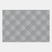 Feuille De Papier Cadeau Chic Tartan bleu gris noir Motif (Devant)