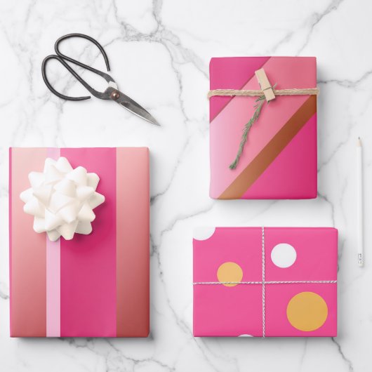 Feuille De Papier Cadeau Chic Tendance Or et Rose Blush (Recto)