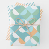 Feuille De Papier Cadeau Chic Turquoise bleu vert cercles Art Motif (En situation)