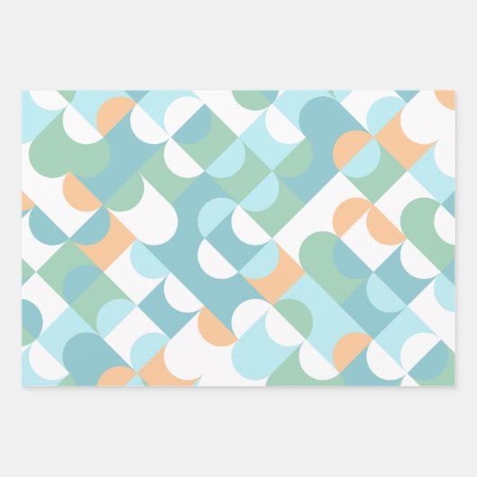 Feuille De Papier Cadeau Chic Turquoise bleu vert cercles Art Motif (Devant)