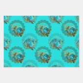 Feuille De Papier Cadeau Chic Turquoise et or (Devant)