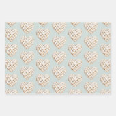 Feuille De Papier Cadeau Chic Vert Menthe Blanc Cœurs Nœuds Lancement de Ma (Devant 3)