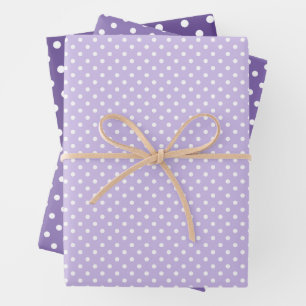 Feuille De Papier Cadeau Chic violet foncé violet blanc Pois Motif