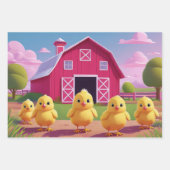 Feuille De Papier Cadeau Chicks in Barnyard Happy Spring  (Devant 3)