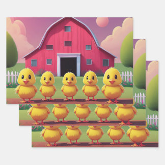 Feuille De Papier Cadeau Chicks in Barnyard Happy Spring 