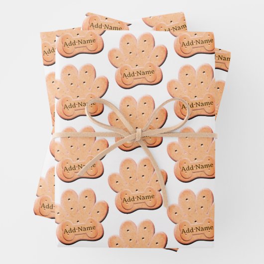 Feuille De Papier Cadeau Chien Biscuit Pawprint et Bone Art (En situation)