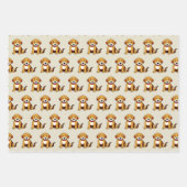 Feuille De Papier Cadeau Chien brun assis - (Devant)