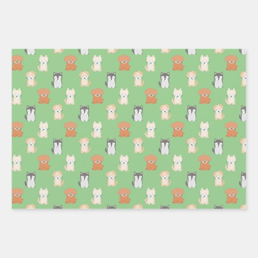 Feuille De Papier Cadeau Chien Chien Motif bleu (Devant 3)