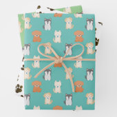 Feuille De Papier Cadeau Chien Chien Motif bleu (En situation)