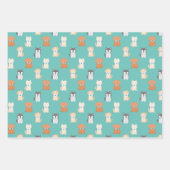 Feuille De Papier Cadeau Chien Chien Motif bleu (Devant)