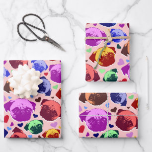 Feuille De Papier Cadeau Chien Chiot Carlin Style PopArt Rétro