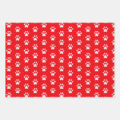 Feuille De Papier Cadeau Chien chiot de Noël, chat carol & pattes en rouge (Devant 3)