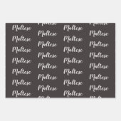 Feuille De Papier Cadeau Chien chiot maltais noir et blanc (Devant 2)