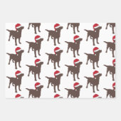 Feuille De Papier Cadeau Chien Chocolé du Labrador de Noël à Santa Hat (Devant)