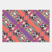 Feuille De Papier Cadeau Chien coloré drôle avec lunettes de soleil néon (Devant 2)