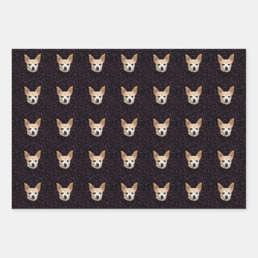 Feuille De Papier Cadeau Chien de Chihuahua charmant Élégant Motif violet P (Devant)